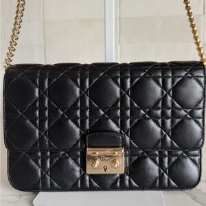 Miss Dior Promenade Black Cannage Leather Crossbody Bag with Gold Hardware
